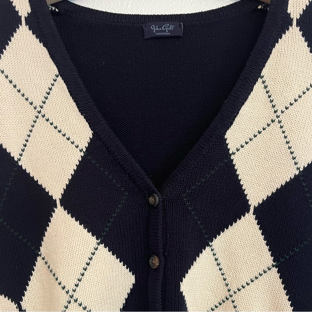John Galt Argyle Button Up Sweater - Picture 4 of 4